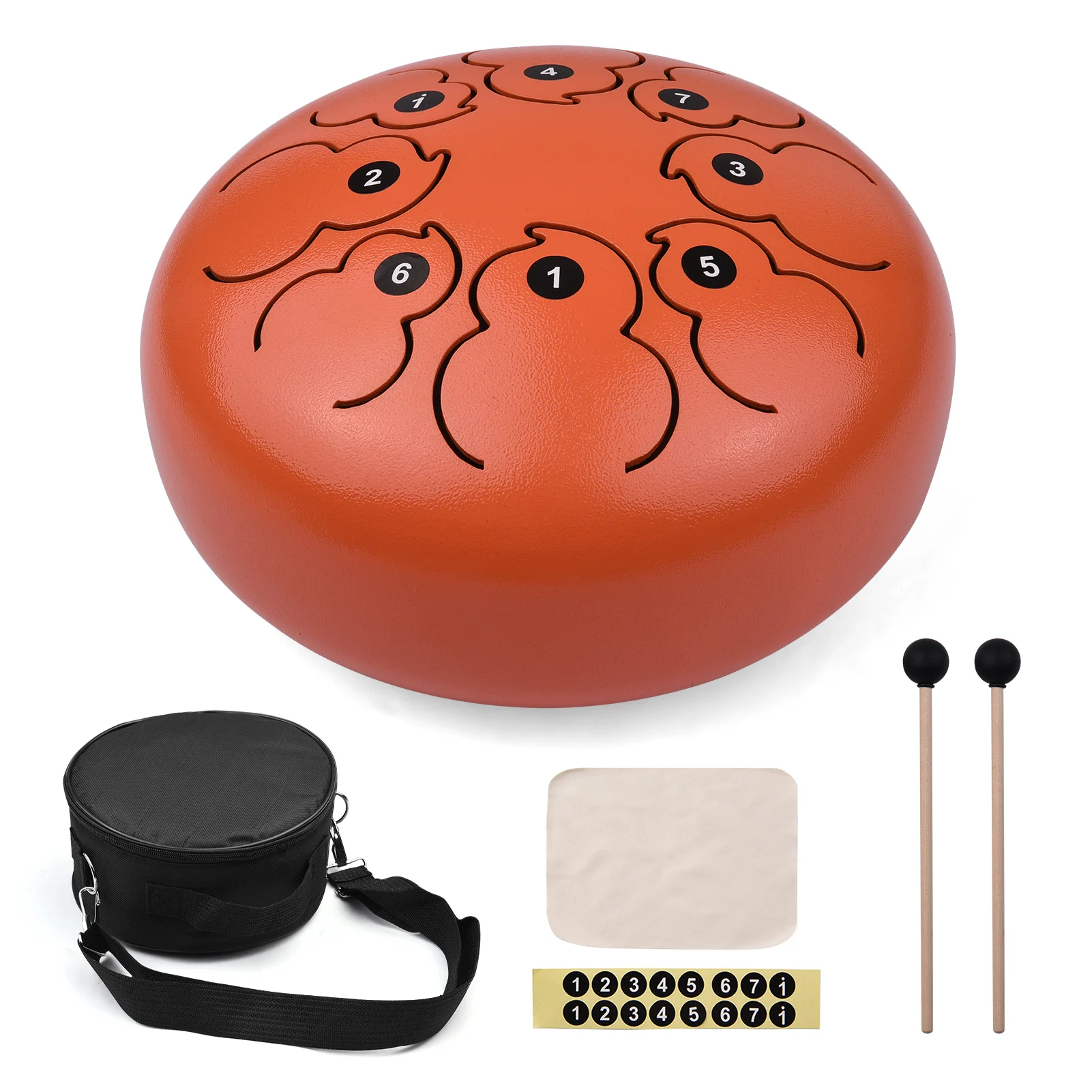 

New 8-inch 8-Tone Steel Tongue Drum F Key Percussion Drum Instrument Hand Pan Drum with Drum Mallets Carry Bag Music Book