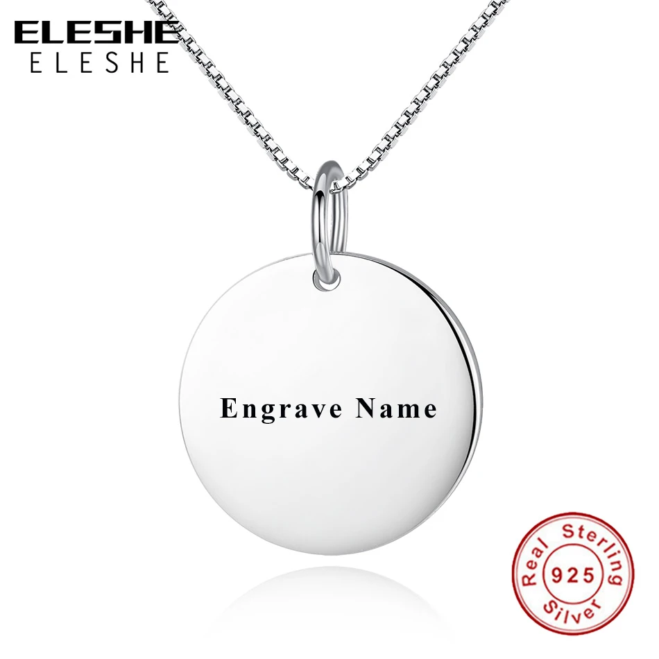 Круглый заявление ожерелье для женщин пользовательское имя 925 стерлингового