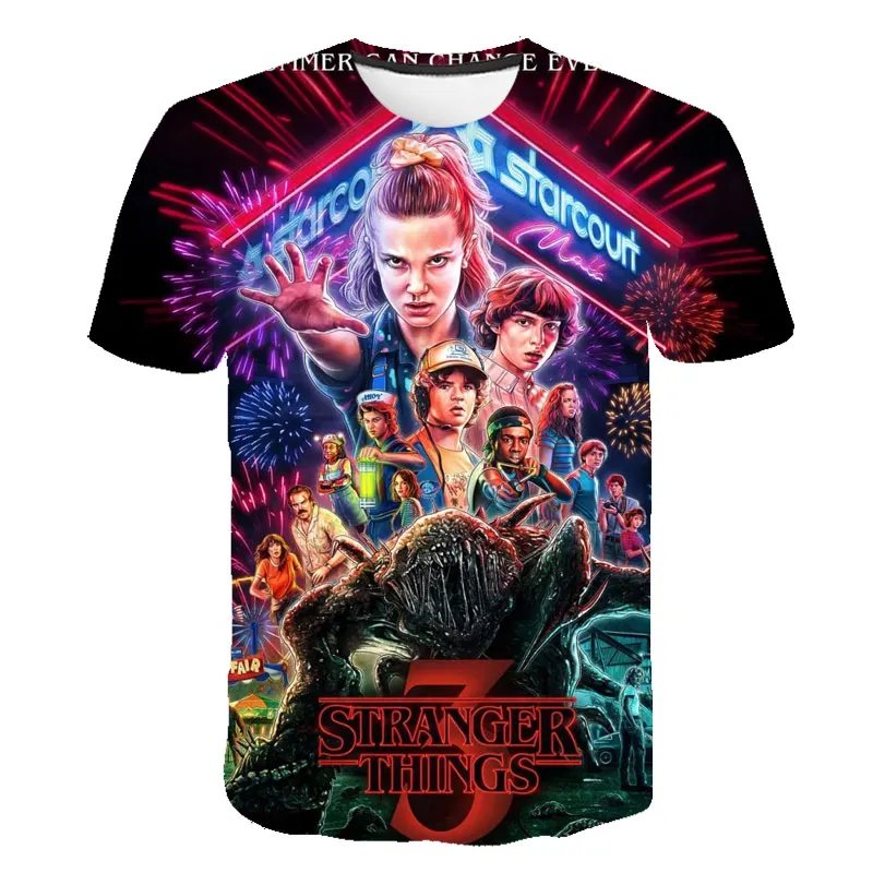 

3D New Stranger Things T-shirt For Boys Girls Clothes For Teens Fashion Tv Series Summer T-shirts Children's Clothing Tops 4-14T