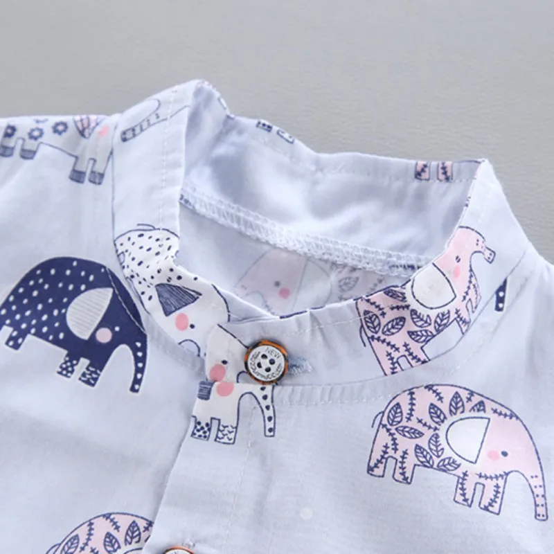 2pcs Summer Children Boys Set Short Sleeve T Shirt with elephant Print Shorts Two Piece |