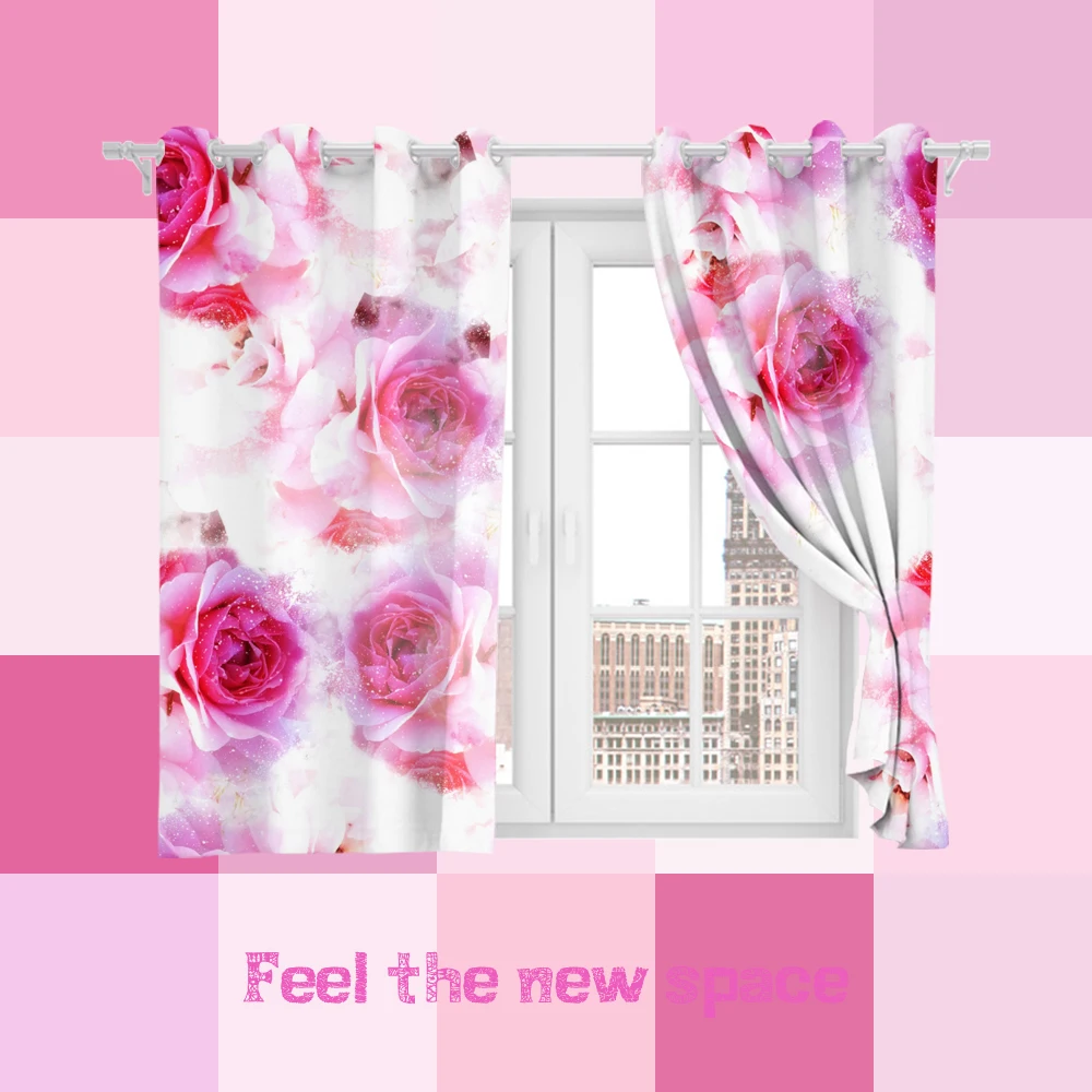 

Punch Hook Blackout Curtain Flower Customized Full Shade Sunscreen Blinds For Windows Home Kitchen Bedroom LivingRoom Decoration