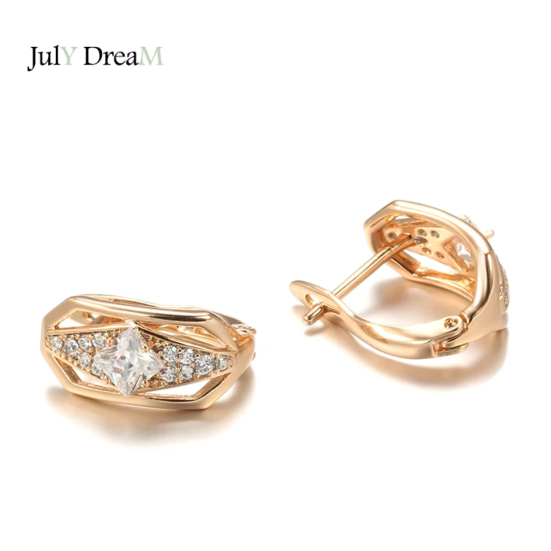 

585 розовое золото центр натуральный серьги-клипсы с цирконом сердца и стрелки камень геометрический натуральный Медь изысканные вечерние Ю...