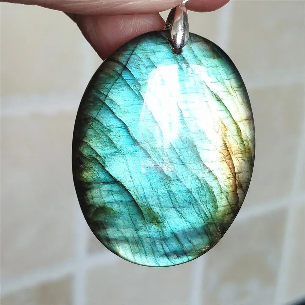 

Newly Natural Strong Blue Light Labradorite 45x35x8mm Women Men Pendant Water Drop Necklace Jewelry Fashion stone AAAAA