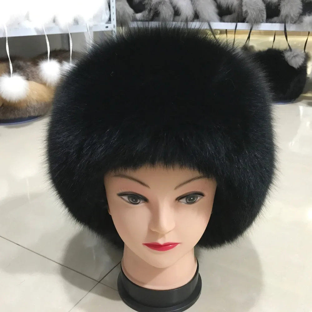 Женская шапка из 100% натурального Лисьего меха аксессуары для волос в русском