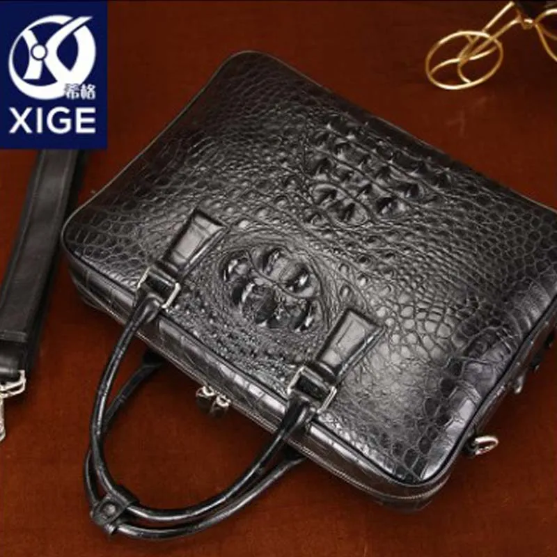 Xige Крокодил Портфель Мужская поношенная Коммерческая посылка натуральная кожа