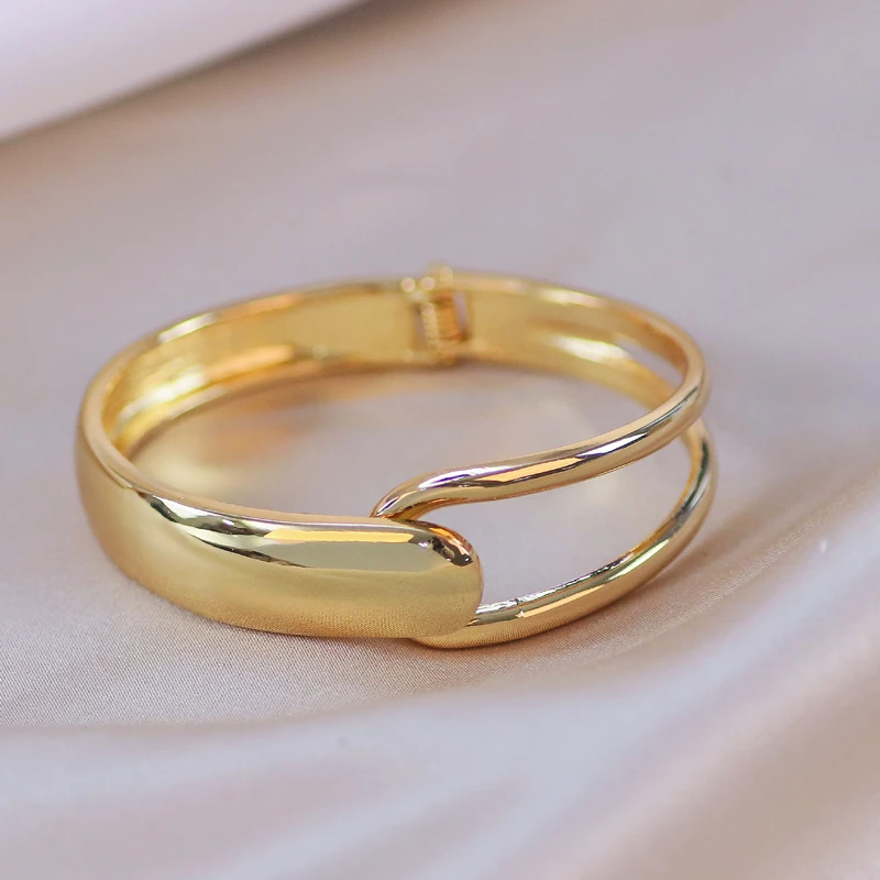 Новый дизайн простой металлический Открытый браслет геометрической формы для