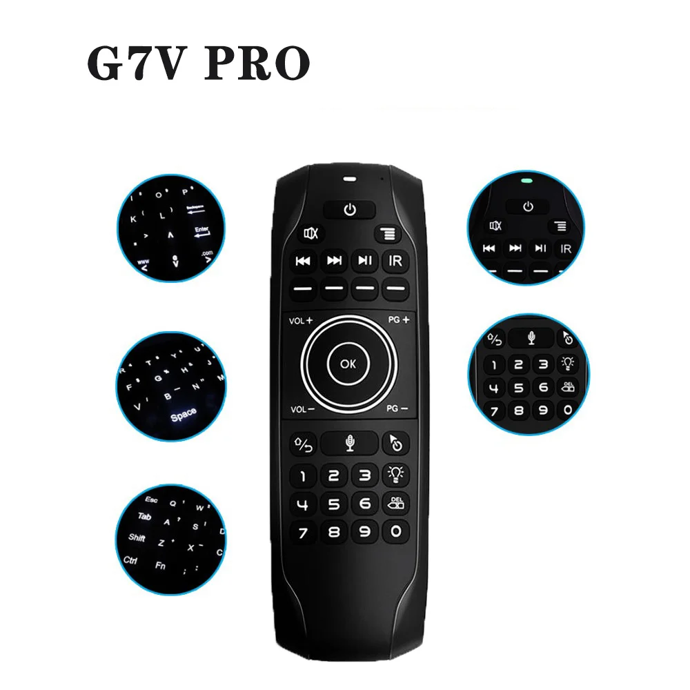 

Голосовой пульт дистанционного управления G7V PRO Air Mouse русская английская мини-клавиатура с подсветкой гироскоп IR Learning G7 для Android TVBox