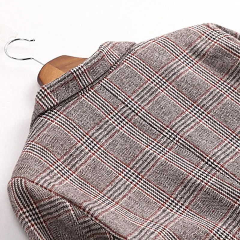 

2020 New Western Style Loose Jacket for Women England Style Plaid Casual Coat Business Suit Spring Autumn Korea