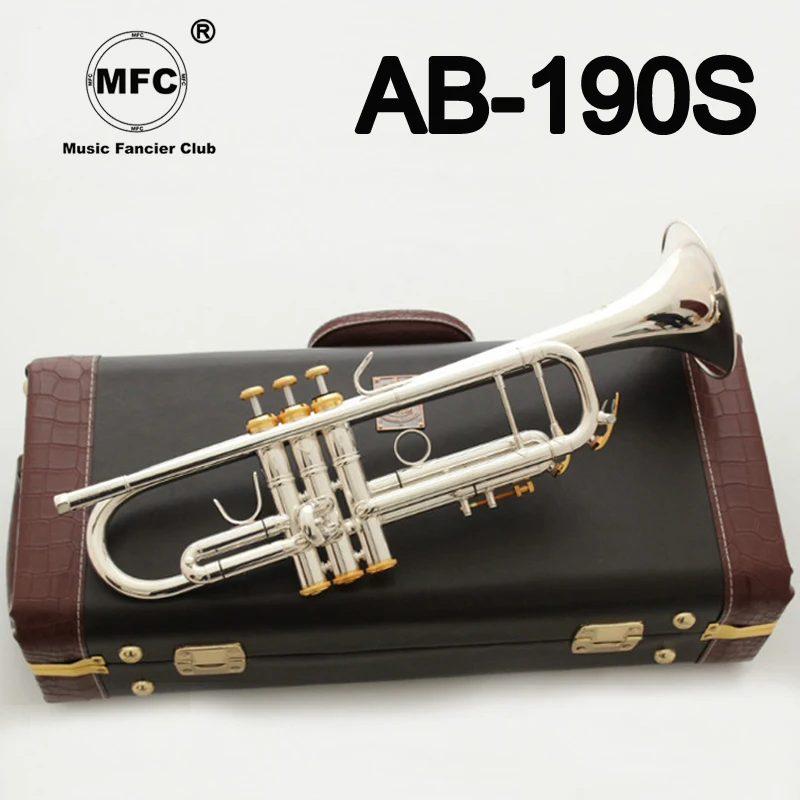 

MFC Bb Trumpet AB-190S Silver Plated Gold Keys Music Instruments Profesional Trumpets AB190S Mouthpiece Accessories With Case