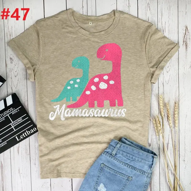 

Mamasaurus T-Rex Dinosaur Mama 2021 New T Shirt Printed Women Short Sleeve Harajuku T Shirt Fashion Cute Tops Graphic Tee