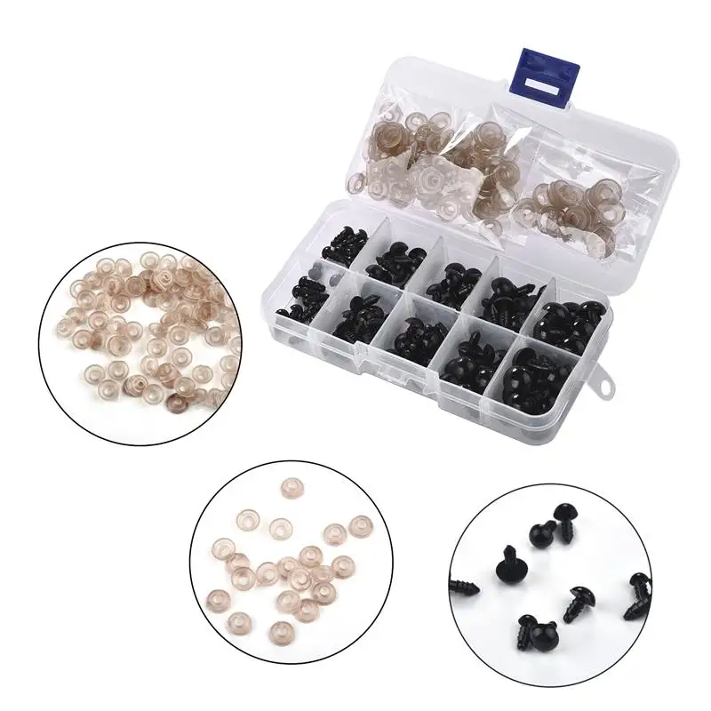 Глаза кукольные черные пластиковые безопасные для Мишки Тедди 100 шт. 6-12 мм |