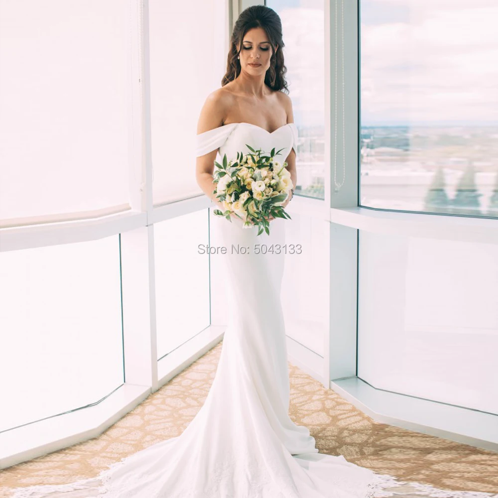 Завораживающие атласные свадебные платья Русалочки с открытыми плечами