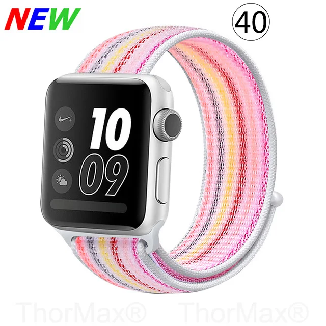 Ремешок для часов Apple Watch 4 серии 5 4 3 мягкий легкий дышащий нейлоновый спортивный ремешок 38 мм 42 мм 40 мм 44 мм Ремешки для наручных часов - Цвет ремешка: 40-Pink Streak
