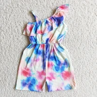 summer overall kids tie dye print and word shoulderdesign girl jumpsuit baby girl sleeveless romper