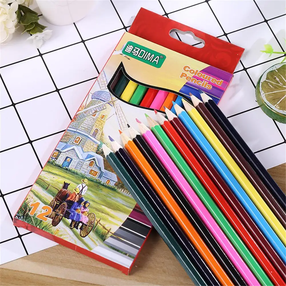 

Children's 12 Assorted Coloured Sketch Art Pen Kids 12 Colors Drawing Pencils for School Office Art Painting Sketch Supplies