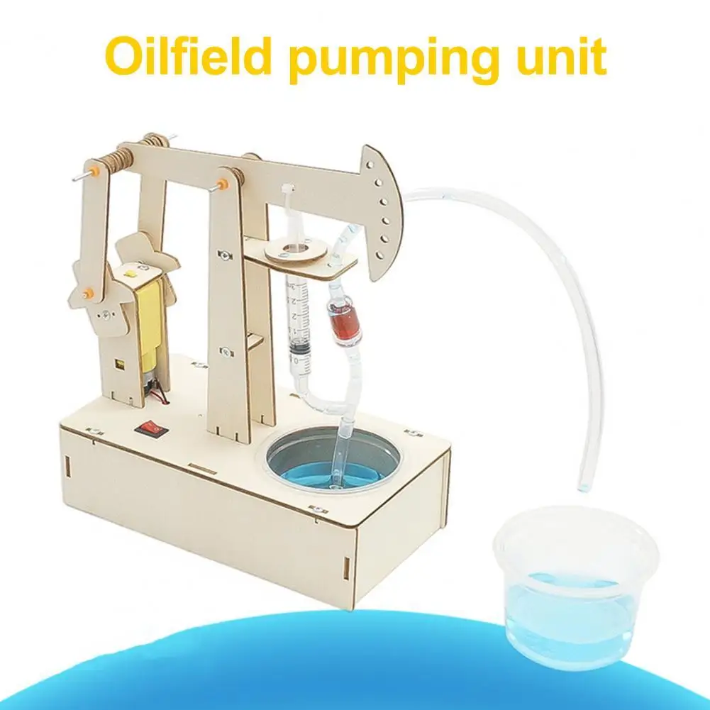 

Funny Oil-Pumping Machine DIY Assembling Educational Wooden DIY Electric Assembling Oil-Pumping Machine for Science Experiments