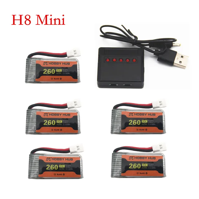 h8 мини батарея 37 v 260mah литий полим