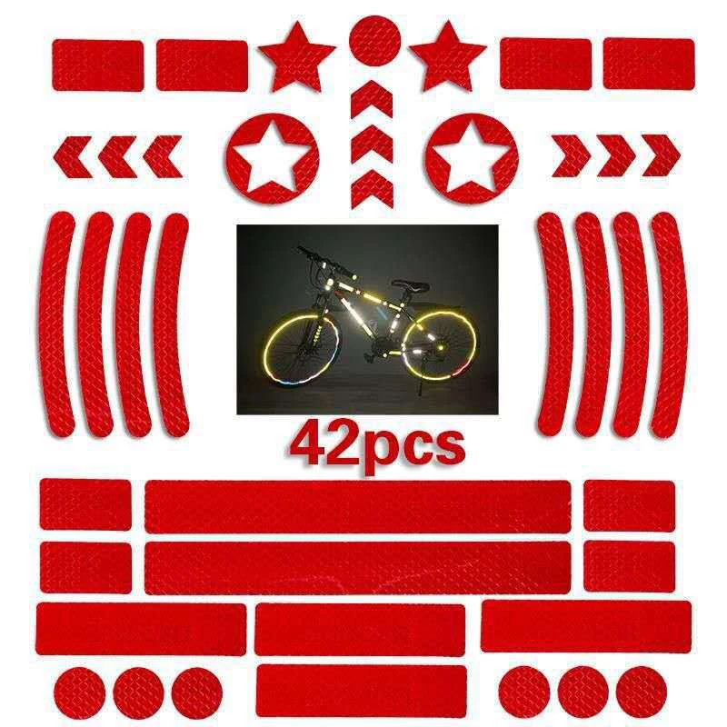 

42Pcs/Lot MTB Bike Reflective Sticker Fluorescent Motor Car Reflector Cycling Wheel Rim Night Warning Reflector Film Sticker