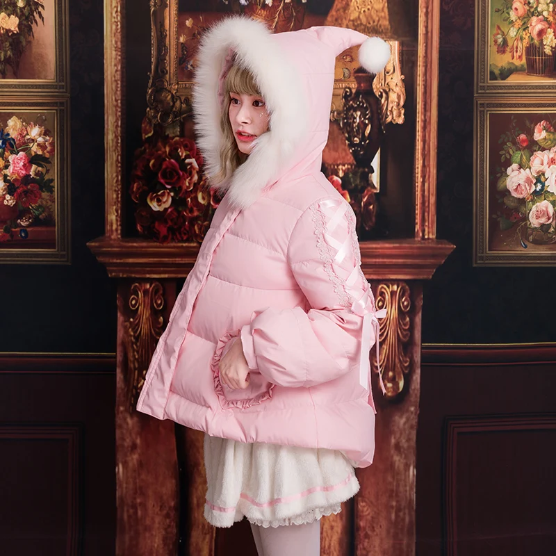 Зимнее милое пальто принцессы в стиле Лолиты Утепленное готическом Милое с