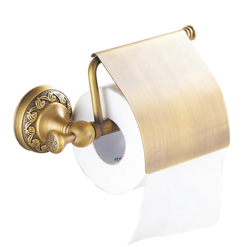 

Antique Brass Toilet Roll Paper Holder Rack Retro Embossed Paper Towel Holders Home Hotel Bathroom Accessories Hardware