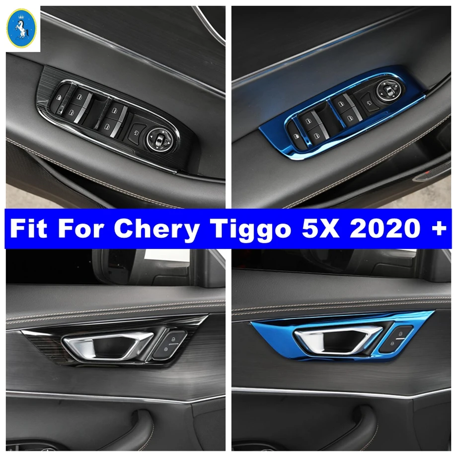 

Подлокотник для автомобильной двери, кнопка подъема панели, Накладка для Chery Tiggo 5X 2020 2021, черный матовый/Синий, аксессуары для интерьера, дета...