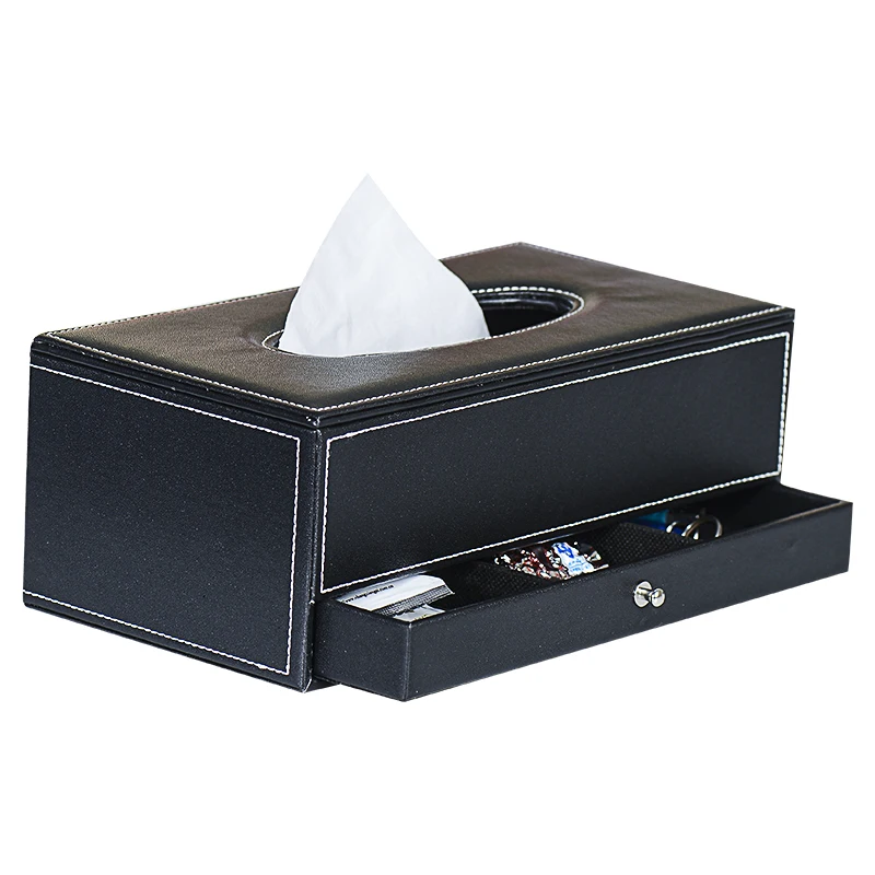 Quality PU Leather Tissue Box Wood Multifunctional Table Napkin Pumping Paper Storage | Дом и сад