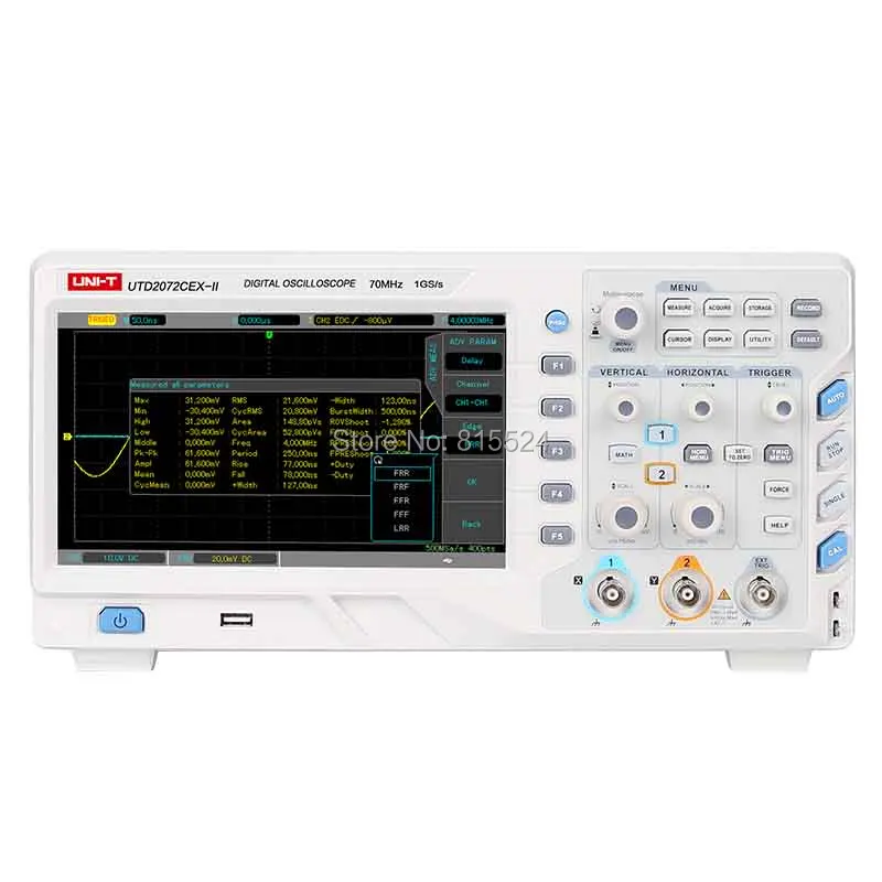UNI-T UTD2072CEX-II 8 дюймов TFT LCD цифровой осциллограф 70 МГц полоса пропускания 2 канала