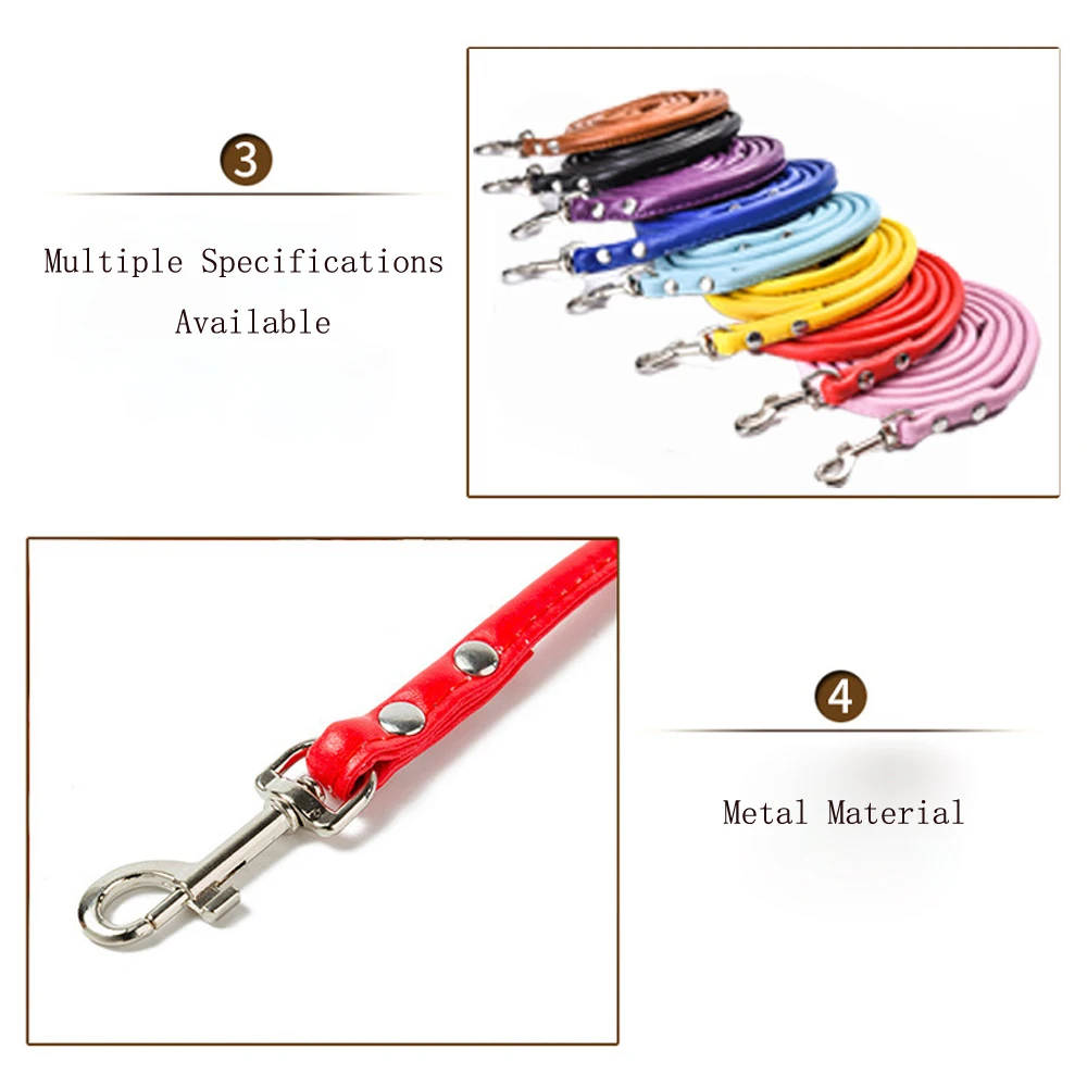 Новый поводок для собак модный Многоцветный Круглый из ПУ маленьких и средних