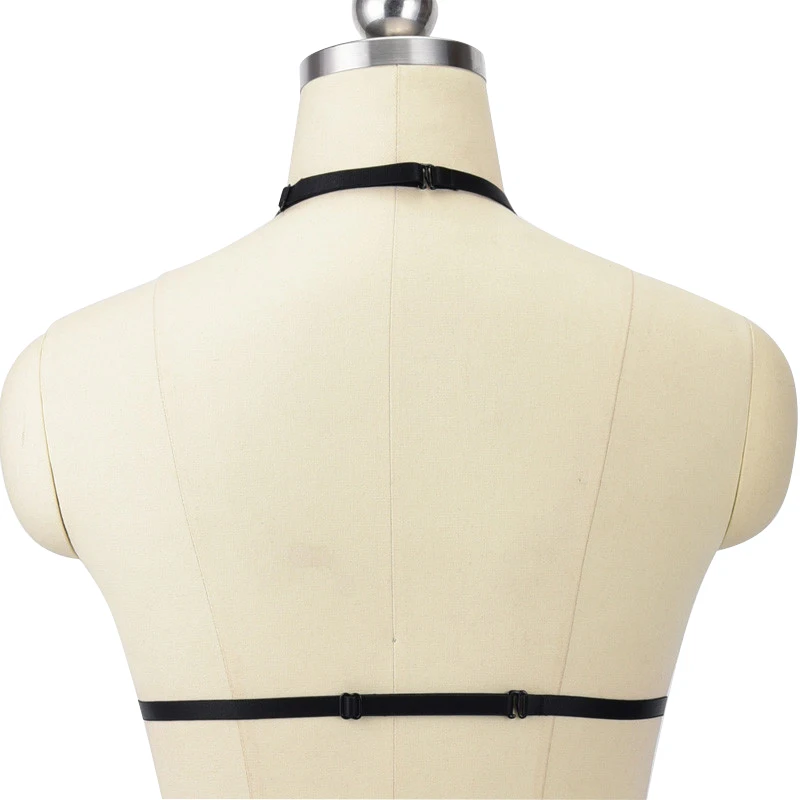 Эластичный бюстгальтер в клетку регулируемый красный на шею готическое