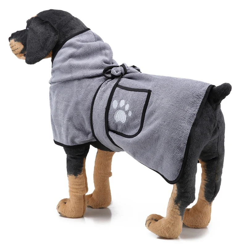 

Adjustable Pet Drying Towel Super Absorbent Capacity Soft Dog Bathrobe Robe Warm Animal Pajamas Hooded Clothes
