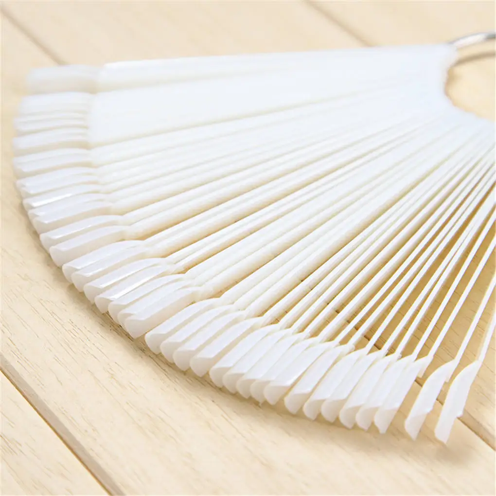 50pcs Nail Art False Tip Sticks Display Fan Manicure DIY Practise Tips Palette Transparent | Красота и здоровье