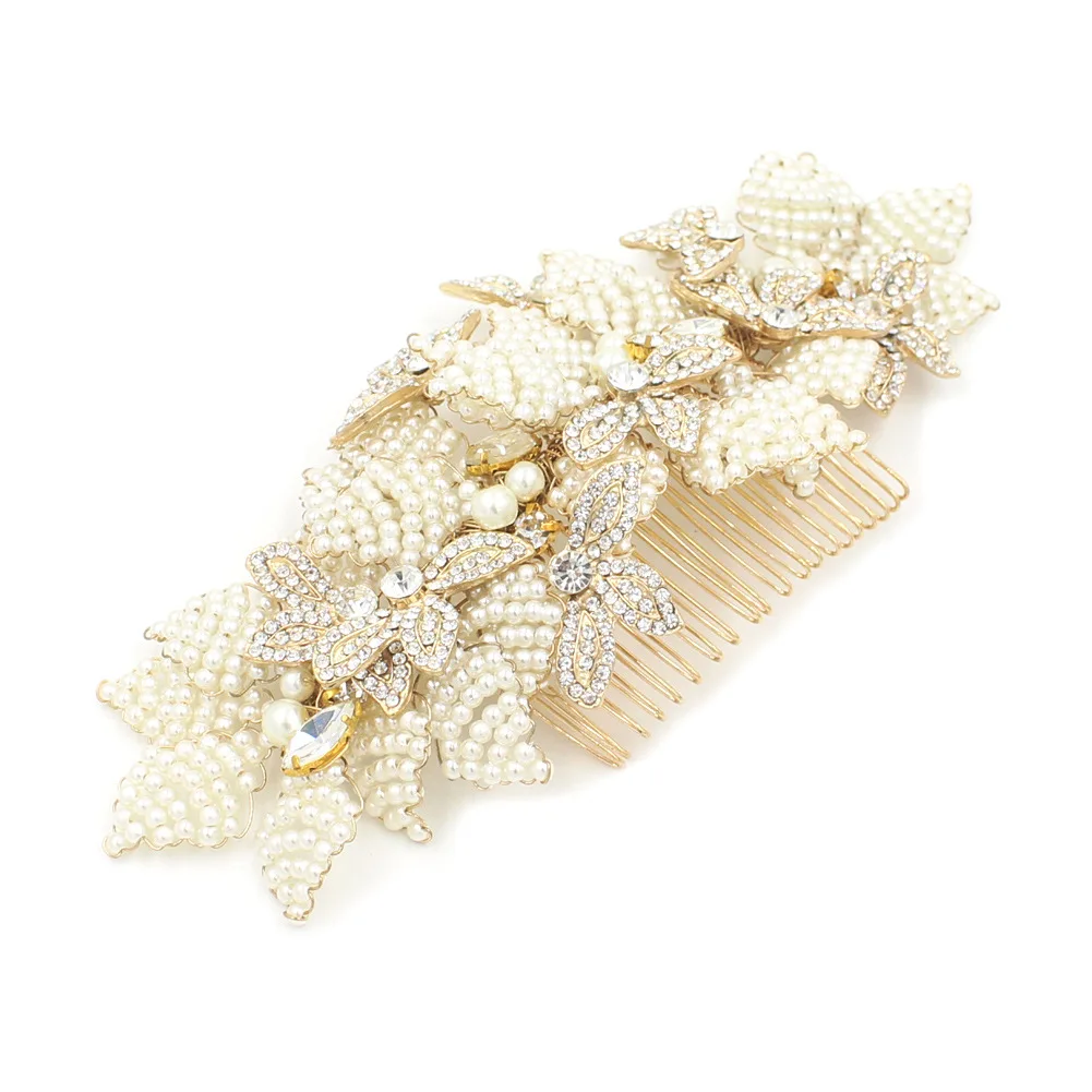 

Leliin Silver Bridal Hair Comb Wedding Hair Headpiece Crystal Hair Barrette bride Hair Pins Hair Jewelry