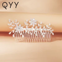 qyy fashion bridal wedding accessories zircon hair comb clips for women silver color hair jewelry prom bride headpiece gifts