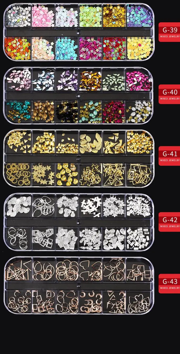 1 коробка Стразы для ногтей 3D стеклянные камни смешанные цвета сделай сам