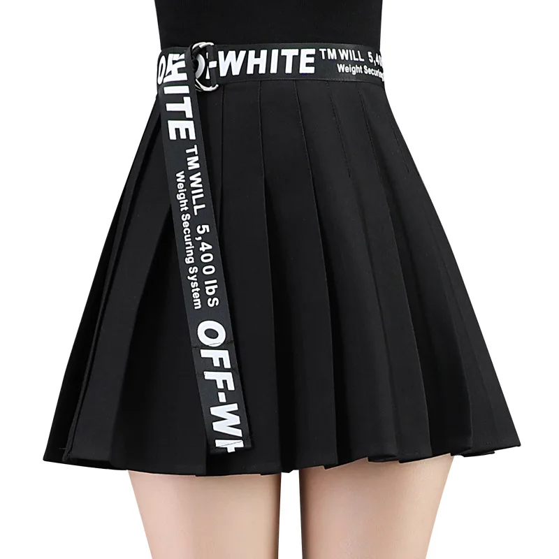 

New Summer Skirt Harajuku Fashion High Wasit Women Skirt Chic Belts Pleated Skirt Safety Pants Hip Hop Women A-Line Skirts