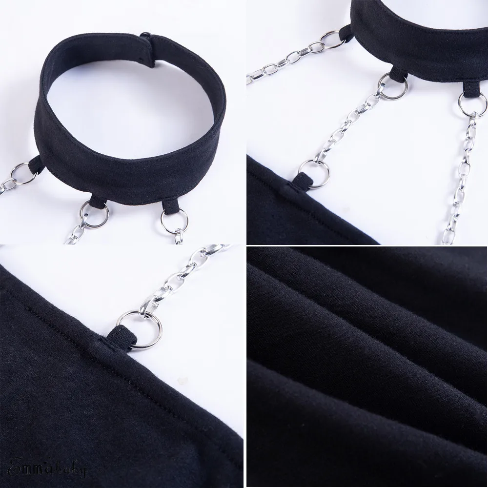 Стиль панк кроп Топ чокер Холтер женский Cami открытая цепь Пряжка рубашка с