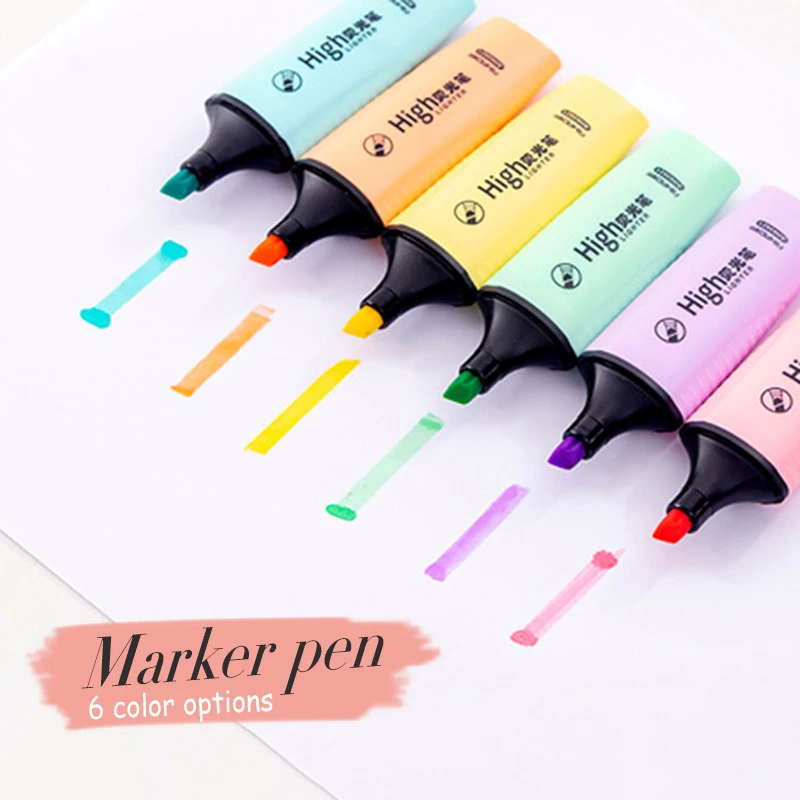 

Cute Student Pens Marker Pen Sugar Color Drawing Marker Compact Size Bright Color Stationery for Art Painting DIY Highlighters