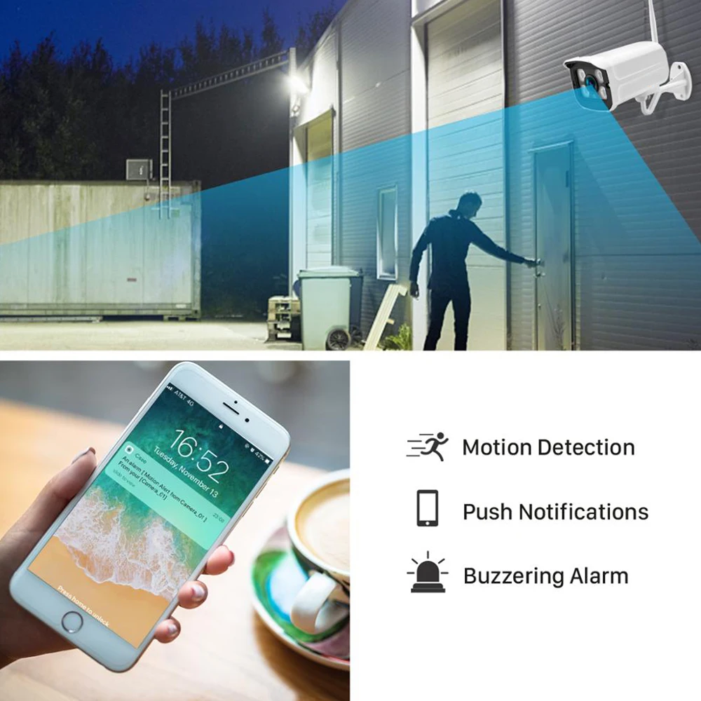 Аудио Wifi камера 1080P ONVIF Беспроводная сигнализация Push iCsee P2P 2MP CCTV Bullet уличная
