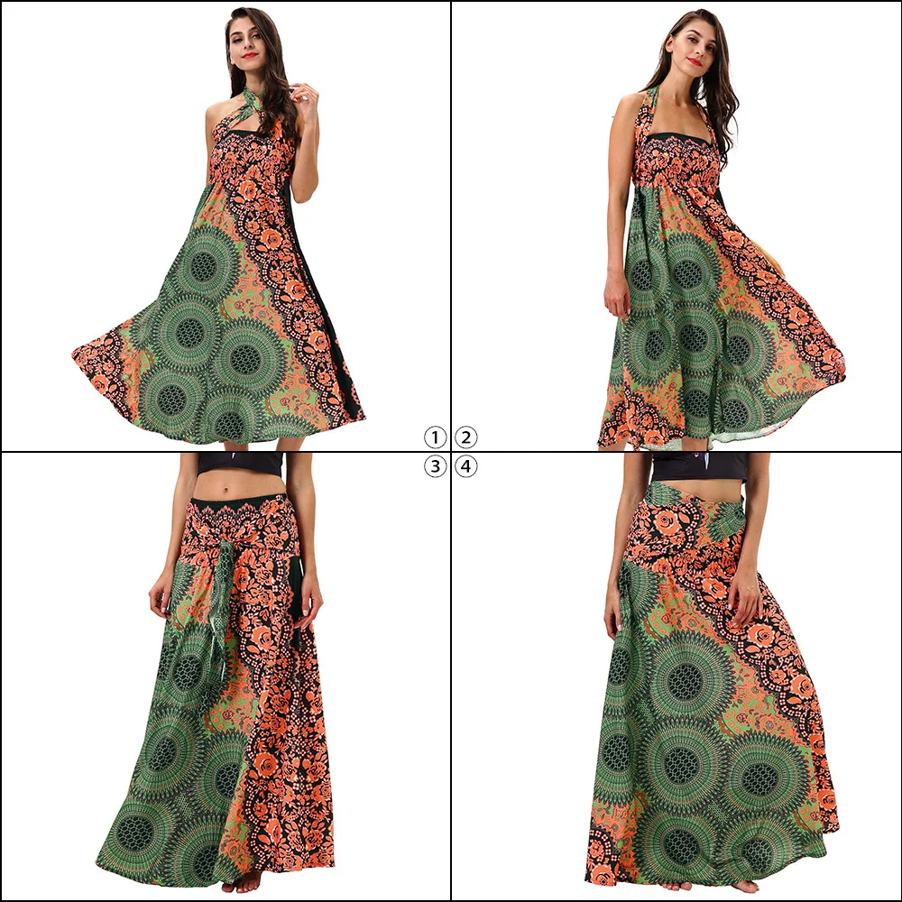 Один размер платье с цветочным принтом для женщин в тайском стиле Bing Пышная юбка