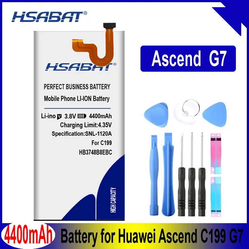 HSABAT 4400 мА/ч, HB3748B8EBC Батарея для huawei Ascend C199 G7 G7-TL100 C199-CL00 C199S RIO-AL00, CL00 L01 L02 L03 L11 TL00 UL00