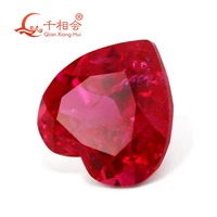 15x15mm heart shape artificial ruby red color natural cut including minor cracks and inclusions corundum loose gem stone