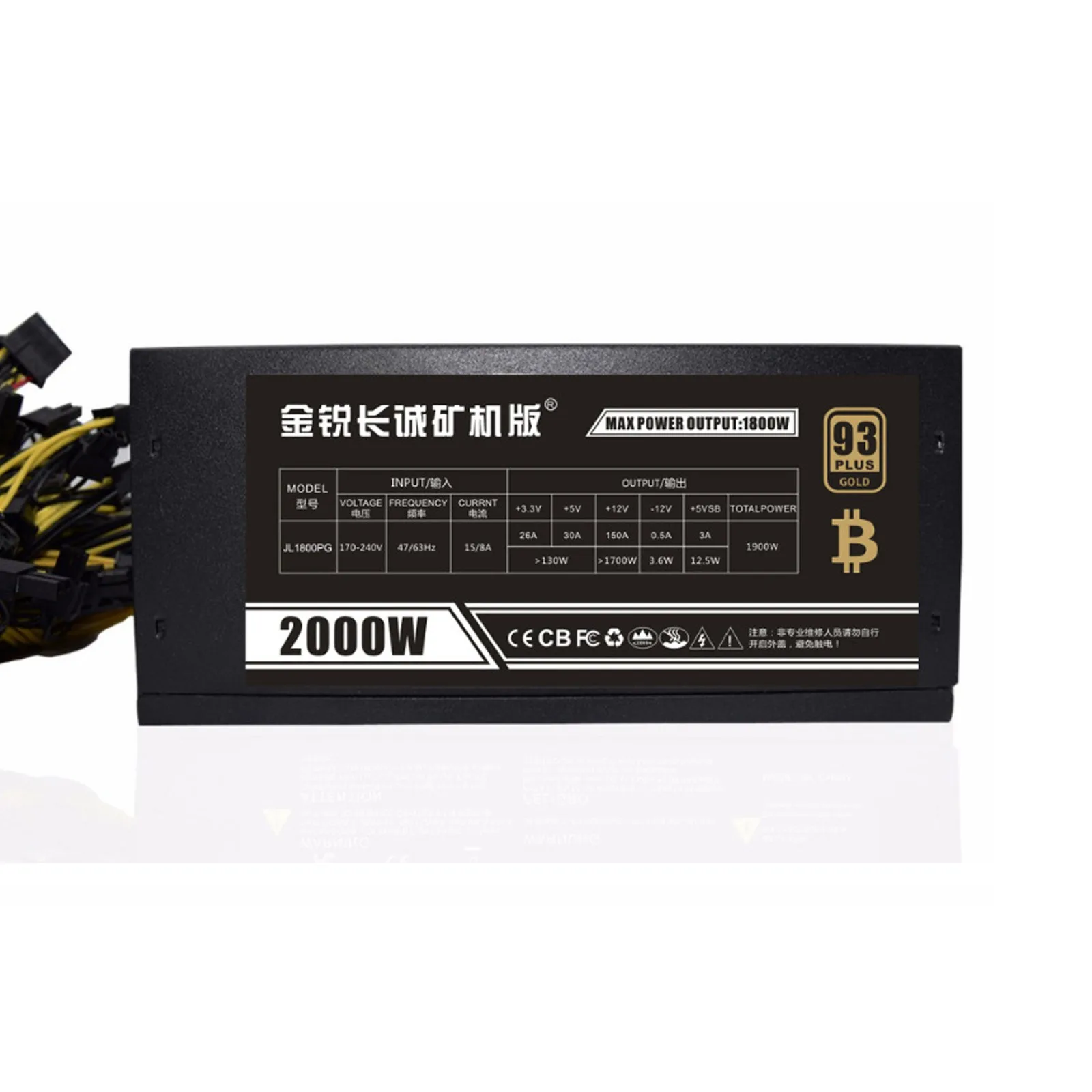 100-240 В макс. 2200 Вт многоканальный Золотой блок питания для майнинга btc 16 8P