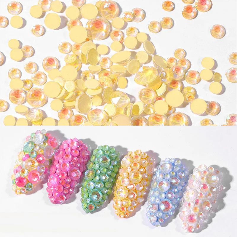 1 сумка светящиеся Сверкающие Стразы Красочные 3D украшения ногтей Flatback камни для