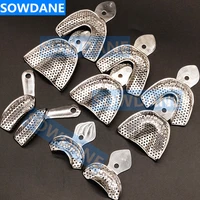 2pcs dental impression trays stainless steel autoclavable denture instrument teeth tray oral hygiene tooth tray dental lab tools