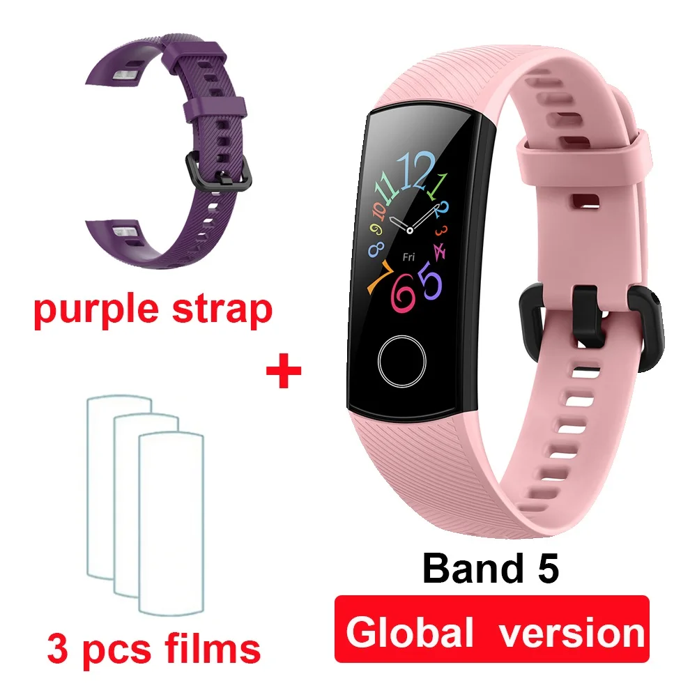 pink GL purple huawei Honor Band 4 Band 5 Smart Wirstband 50m водонепроницаемый фитнес-трекер монитор сердечного ритма во время сна оснастка умный Браслет - Цвет: pink GL purple