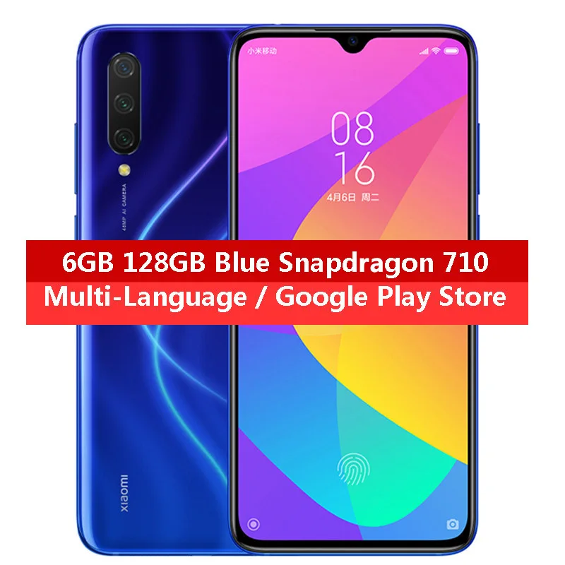 Глобальная версия, Xiaomi Mi 9 Lite, Восьмиядерный процессор Snapdragon710, 6 ГБ, 128G, мобильный телефон, 6,39 дюймов, AMOLED, камера 48 МП, 4030 мАч, мобильный телефон - Цвет: Blue 6GB 128GB