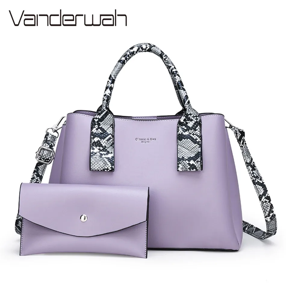 Высокое качество 2 шт кожаные женские модные роскошные сумки дизайнерские через