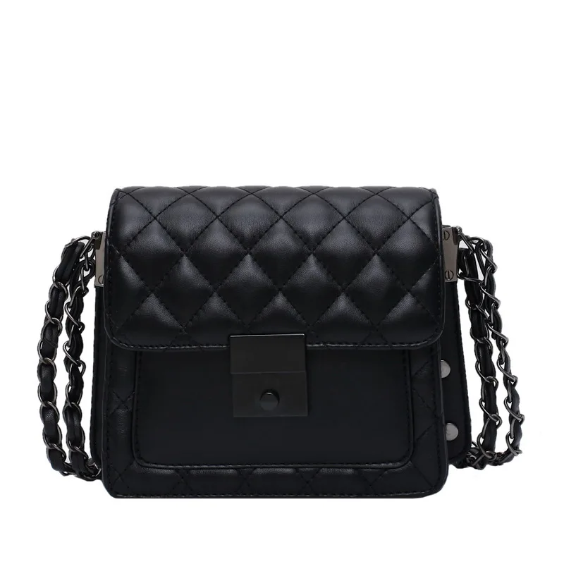 

2021 New Korean Fashion Rhombus Chain Messenger Bag Shoulder Small Rivet Square Bag