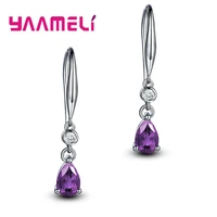 fashion crystal waterdrop drop earrings 925 sterling silver women hanger dangle ear jacket jewelry valentines day dating