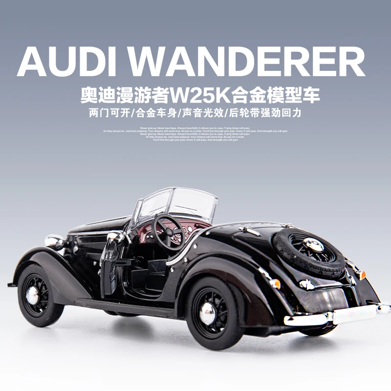 

Audi W25K simulation car model convertible vintage car accessories alloy toy car boys love vintage cars full of details